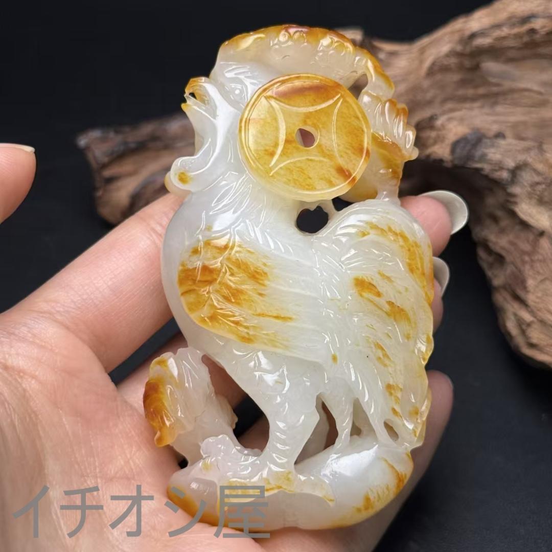 中国古美術【和田古玉 彫刻 鶏】縁起物 官運上昇 時代物 古賞物 古置物 裝身具