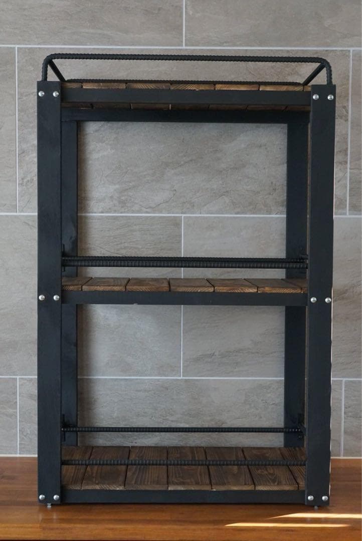 ウイスキーラック　棚　鉄×木製アイアンラック／おうちバー・ボトル棚・酒棚 012