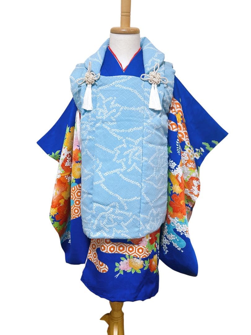 レトロ着物セット♡七五三　3歳　女の子　フルセット　一式　青系　正絹