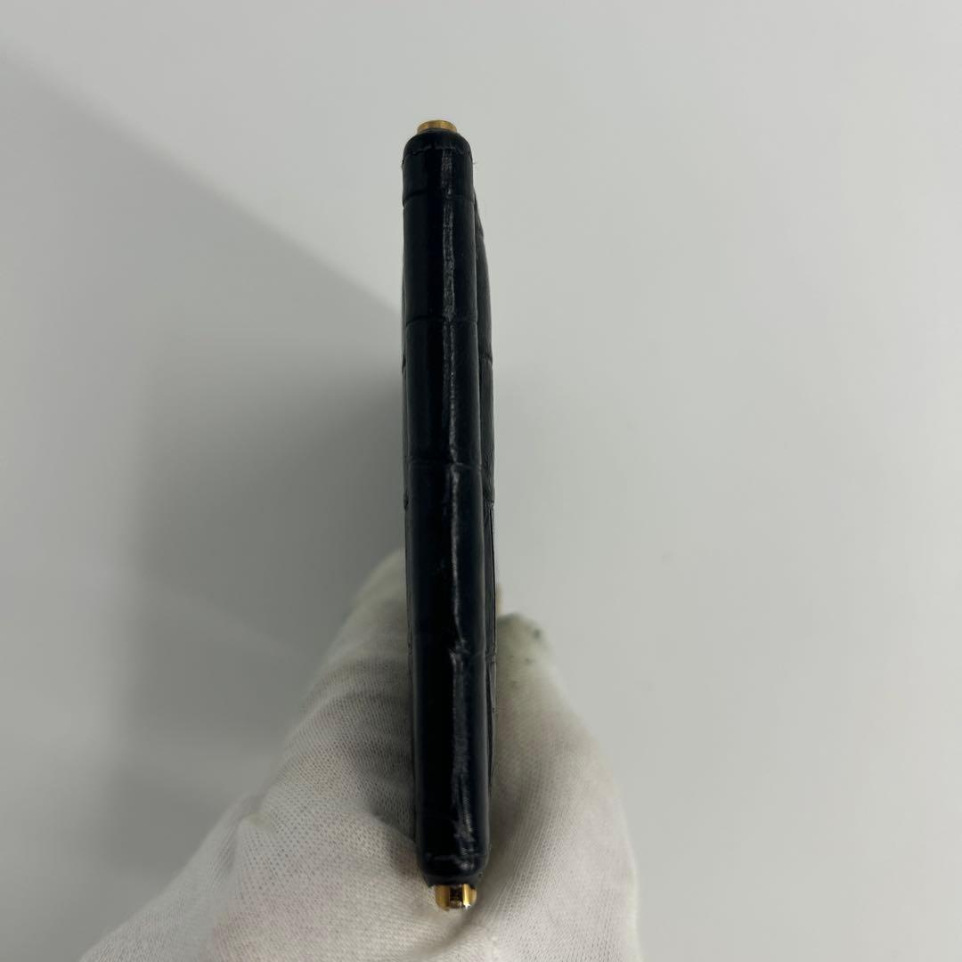 ✨極美品✨サンローラン　マネークリップ　二つ折り　クロコ　カサンドラ　ブラック