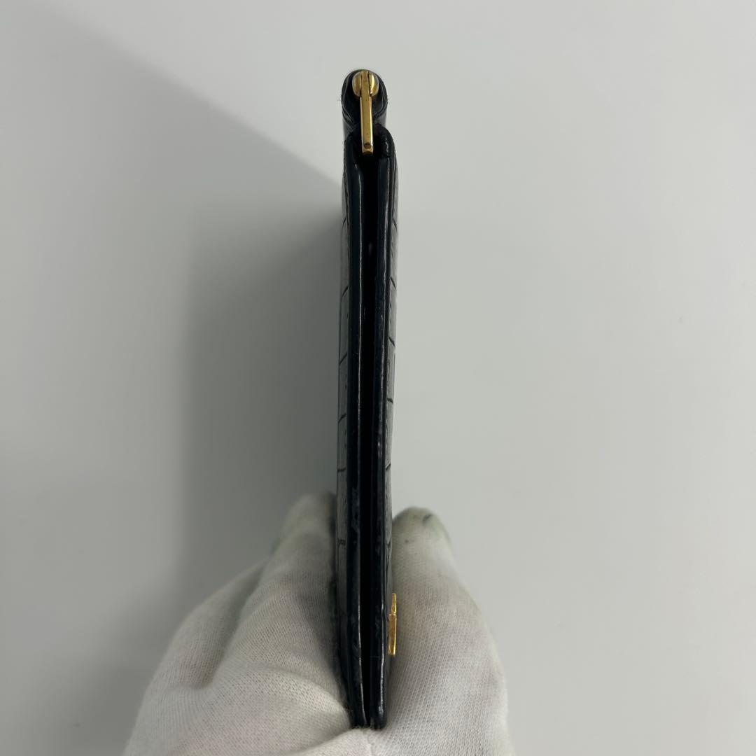 ✨極美品✨サンローラン　マネークリップ　二つ折り　クロコ　カサンドラ　ブラック