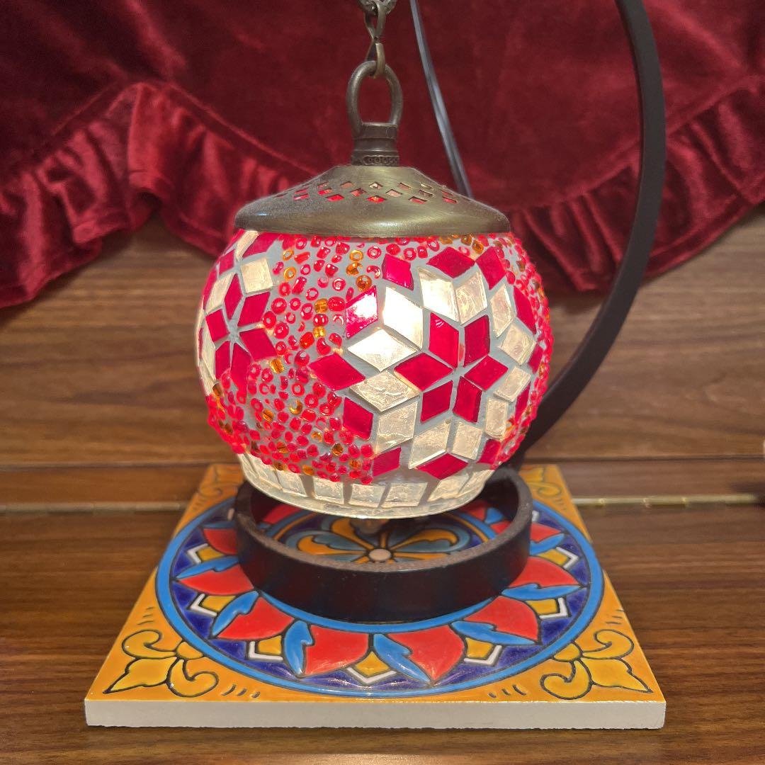 トルコランプ　インテリア　飾り板付き　ガラス