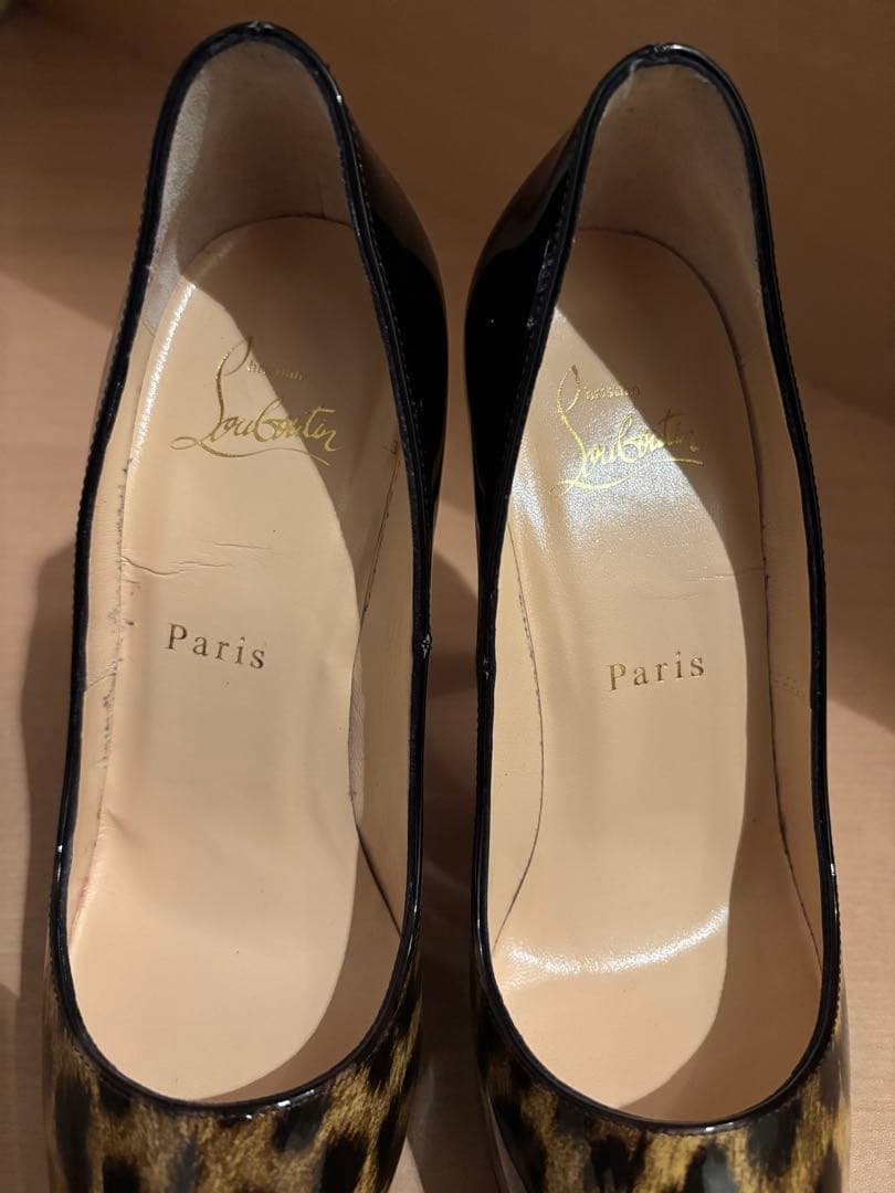 Christian Louboutin ヒョウ柄オープントゥハイヒール