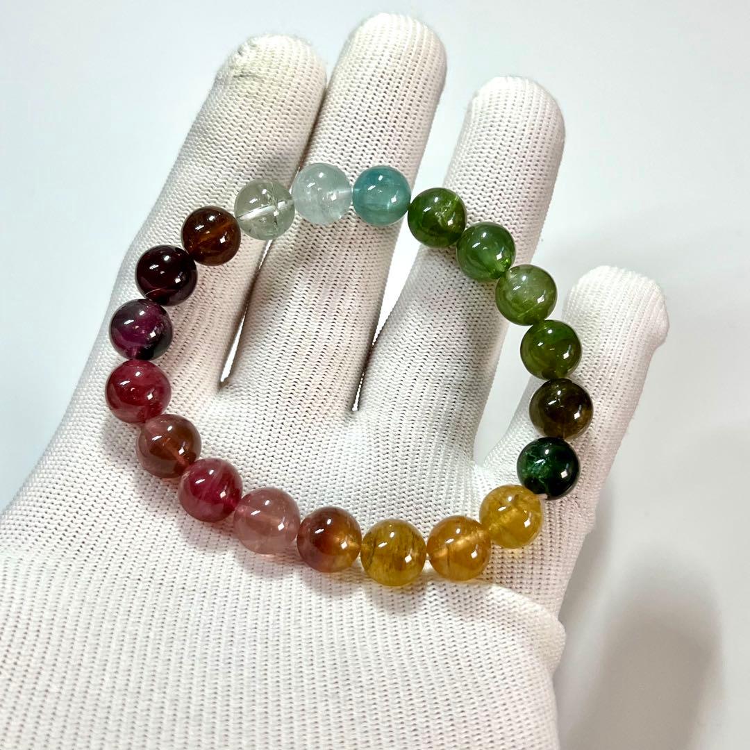 高品質　透明度抜群　マルチカラートルマリン ブレスレット 天然石