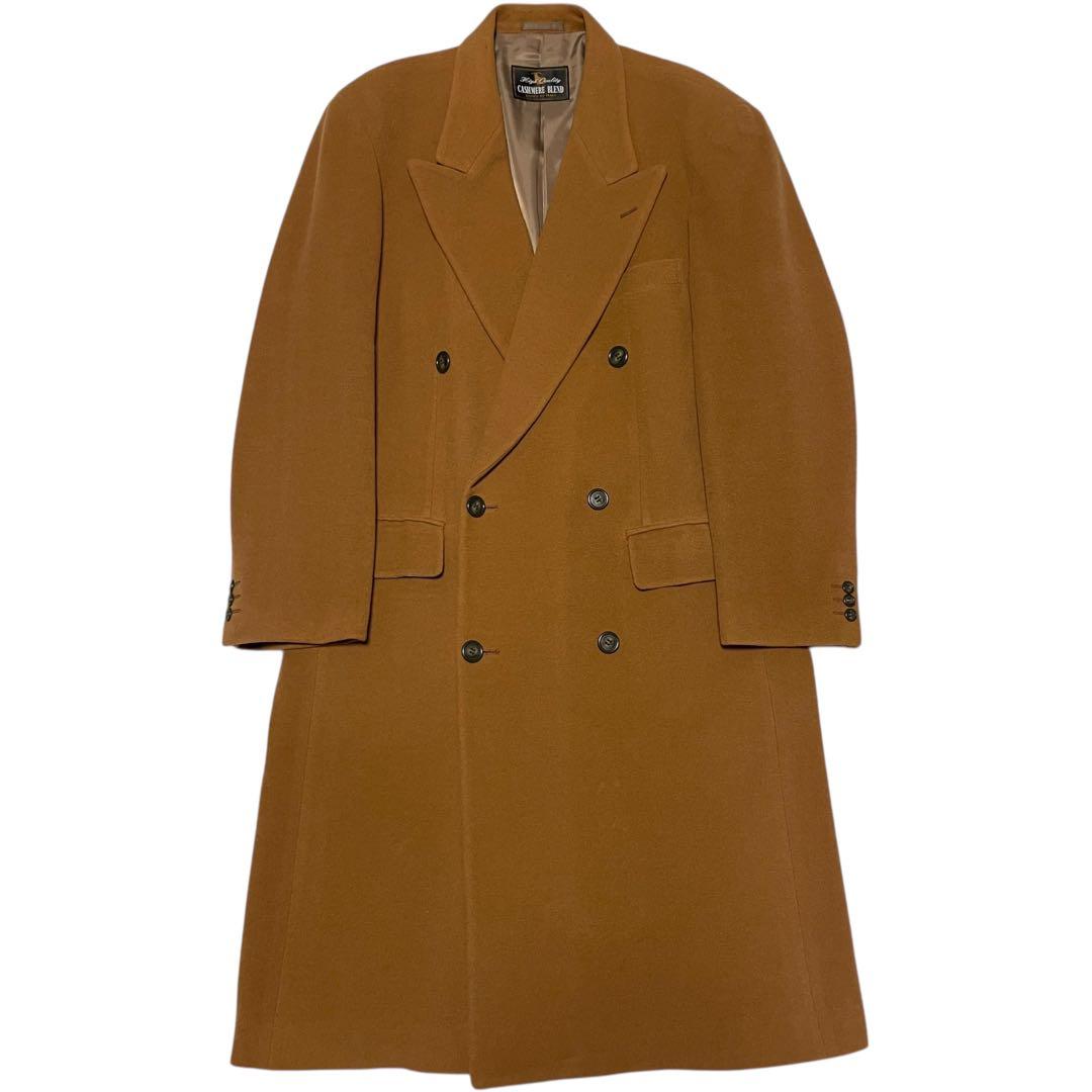 【カシミヤ20%×イタリア製生地】マキシ丈ダブルチェスターコート キャメル XL