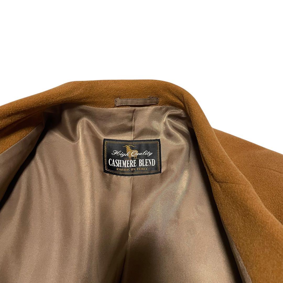 【カシミヤ20%×イタリア製生地】マキシ丈ダブルチェスターコート キャメル XL