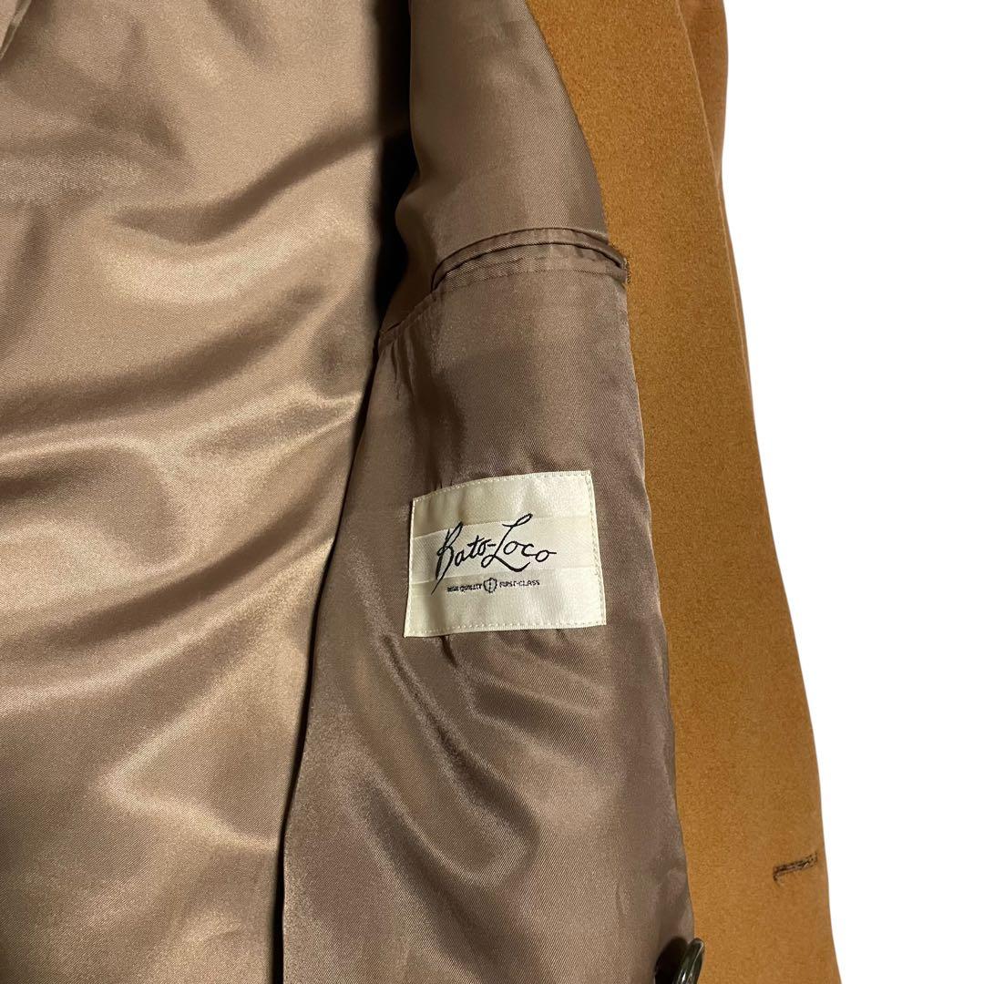 【カシミヤ20%×イタリア製生地】マキシ丈ダブルチェスターコート キャメル XL