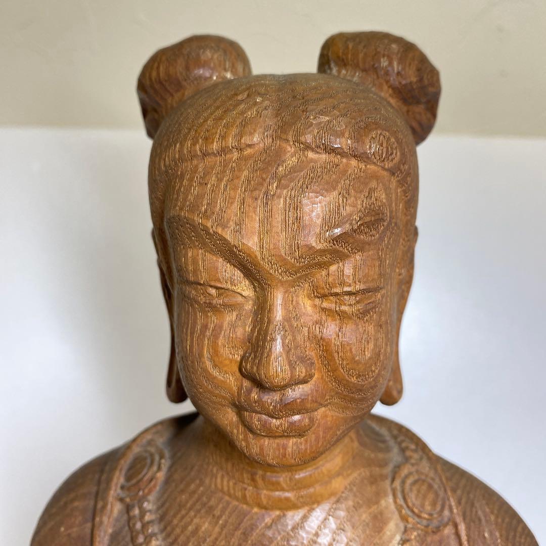 森山朝光作　木彫　弥勤　高さ約57.5㎝　チヒオニ　東さ8-0104☆2F