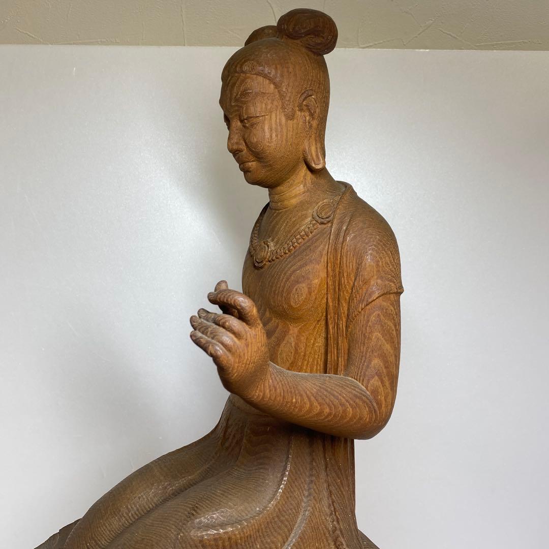 森山朝光作　木彫　弥勤　高さ約57.5㎝　チヒオニ　東さ8-0104☆2F