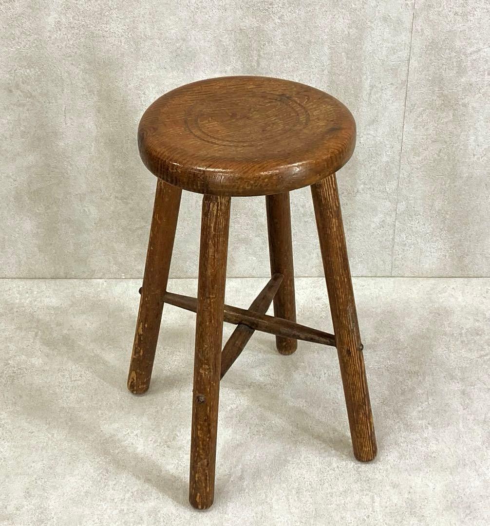 丸椅子 スツール 木製 古道具 古家具 丸イス 昭和レトロ インテリア