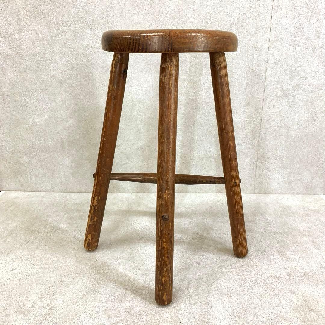 丸椅子 スツール 木製 古道具 古家具 丸イス 昭和レトロ インテリア