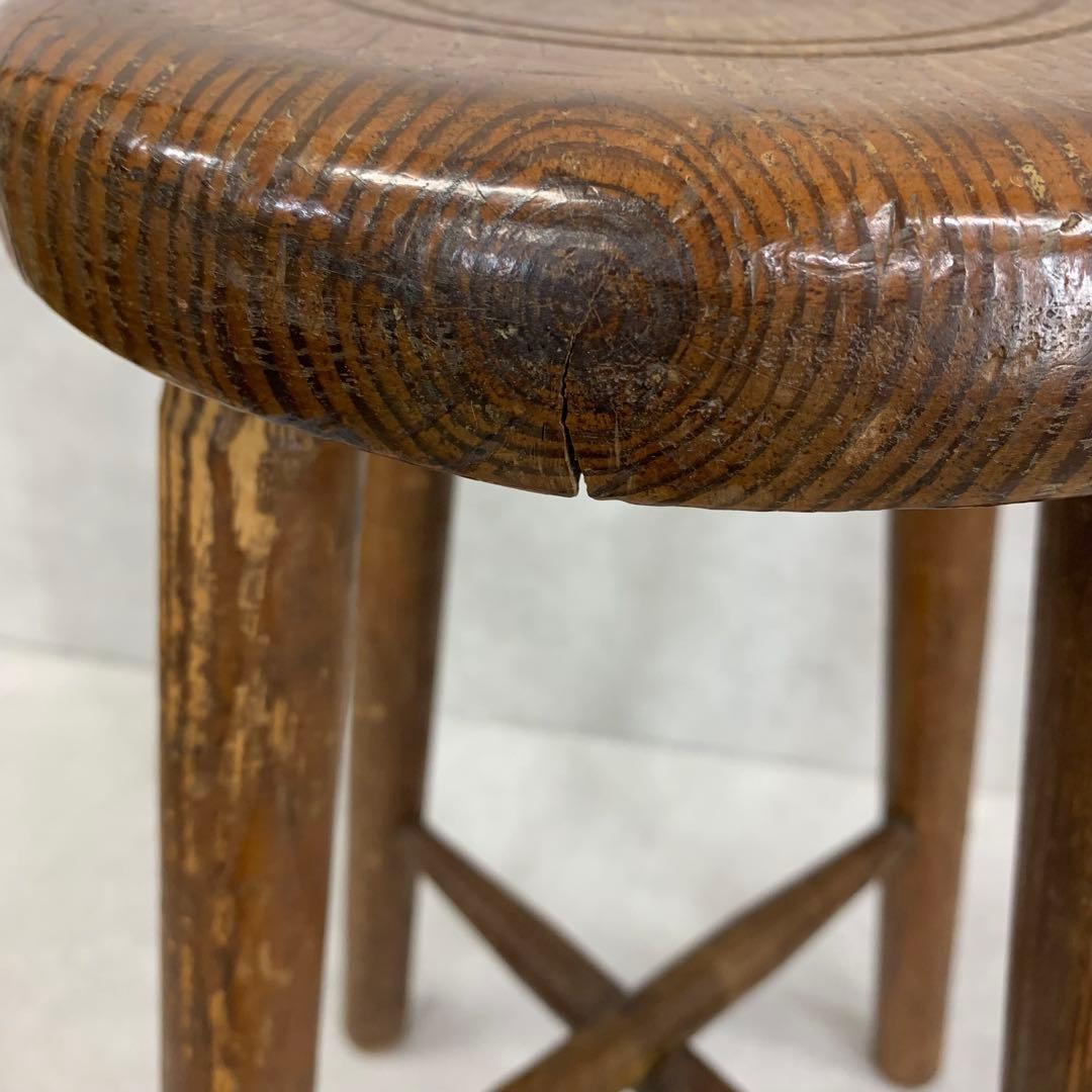 丸椅子 スツール 木製 古道具 古家具 丸イス 昭和レトロ インテリア