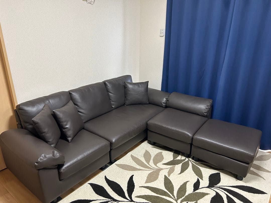 (値下げ)ダークブラウン コーナーソファ 5人掛けソファ