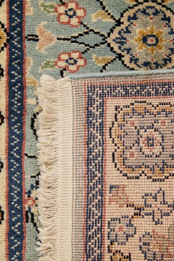 ヴィンテージラグ　ペルシャ絨毯　ナイン産（101×64cm）水色　青　黄　赤　緑