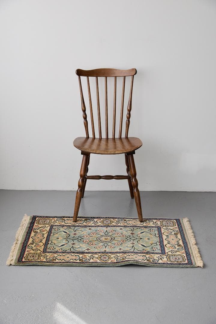 ヴィンテージラグ　ペルシャ絨毯　ナイン産（101×64cm）水色　青　黄　赤　緑