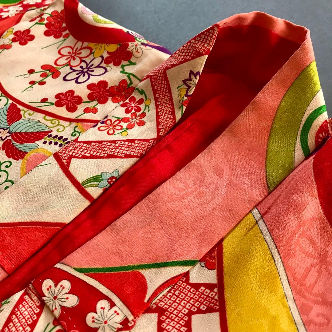 正絹 アンティーク着物 女の子 七五三 ◇丸紋 古典柄