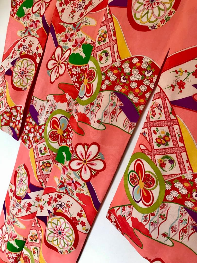 正絹 アンティーク着物 女の子 七五三 ◇丸紋 古典柄