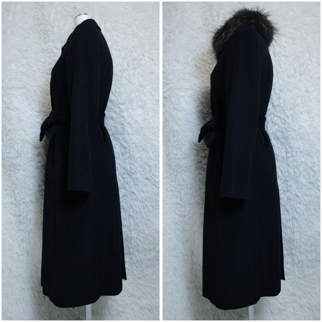 INED イネド 2WAY ラクーンファー アンゴラロングコート ブラック 9