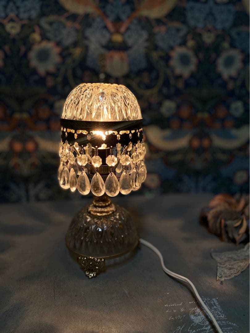 イタリア製 アンティーク ランプ 切子 テーブル インテリア 卓上ライト