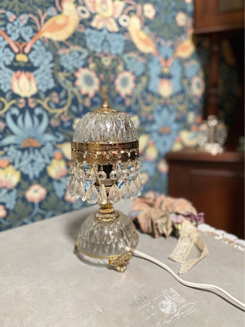 イタリア製 アンティーク ランプ 切子 テーブル インテリア 卓上ライト