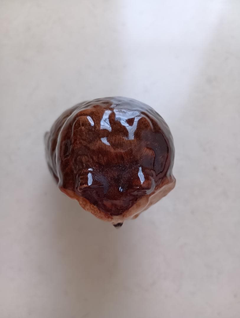   茶ふくろう 陶器置物 フィギュリン