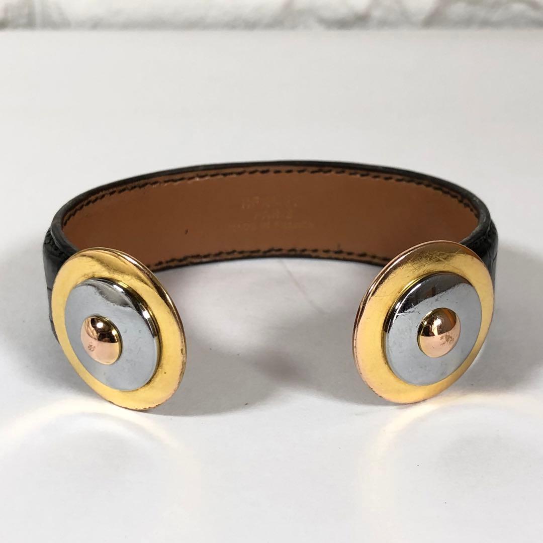 ◆美品◆ 希少 HERMES エルメス バングル クロコダイル レザー ブラック