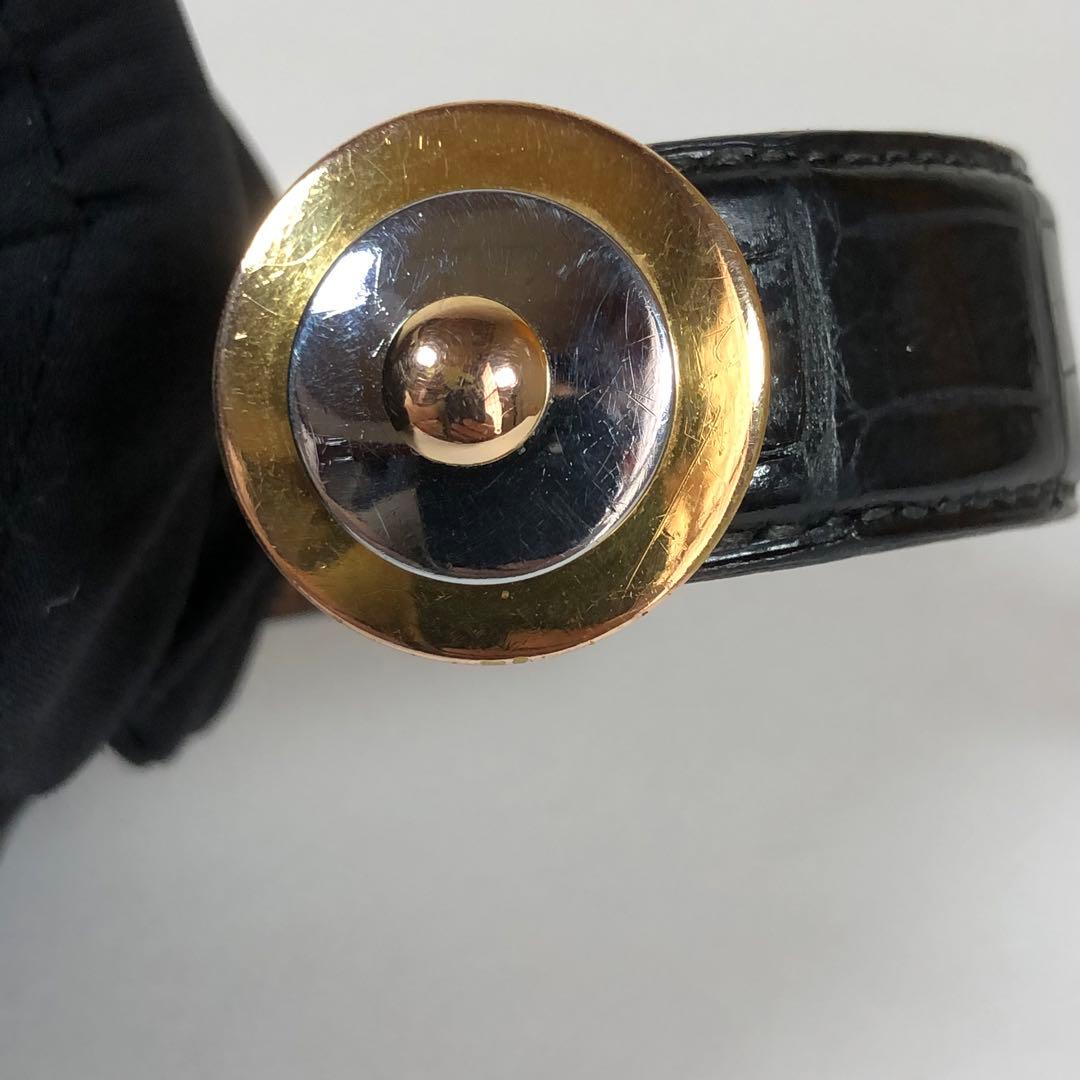 ◆美品◆ 希少 HERMES エルメス バングル クロコダイル レザー ブラック