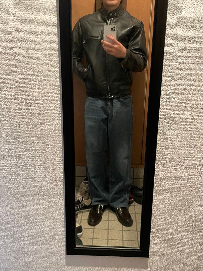 で*ン様 USA製　Schott　立ち襟シングルライダースジャケット　641