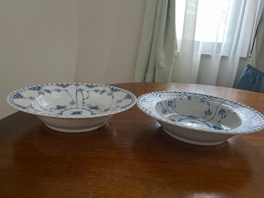 美品 ロイヤルコペンハーゲンブルーフルーテッドフルレースディーププレート23cm