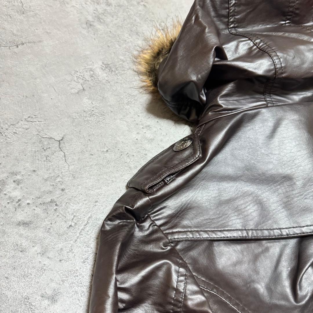 Y2K 短丈 ファー フェイクレザージャケット光沢 平成 お兄系