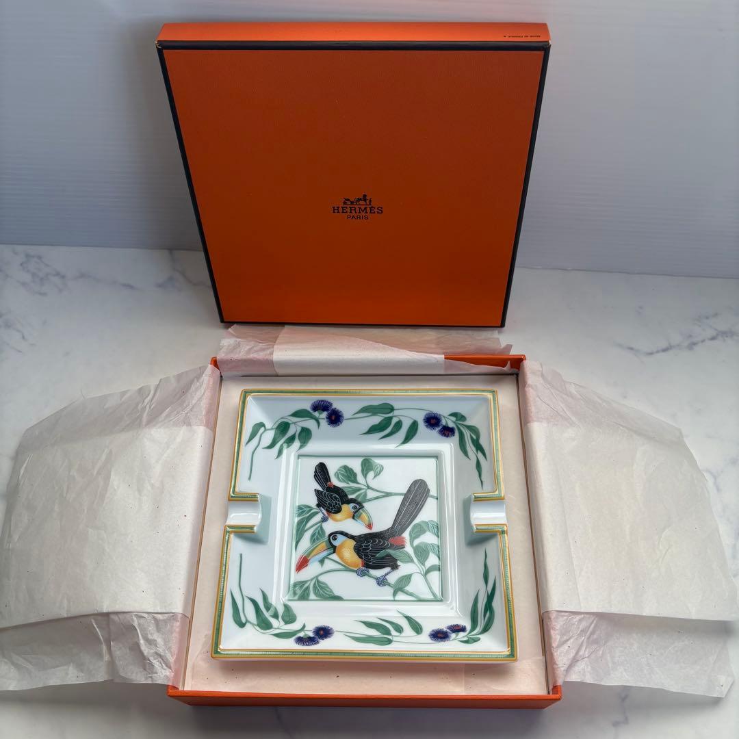 【希少・箱付】エルメス HERMES 灰皿 アッシュトレイ トゥカン 鳥モチーフ