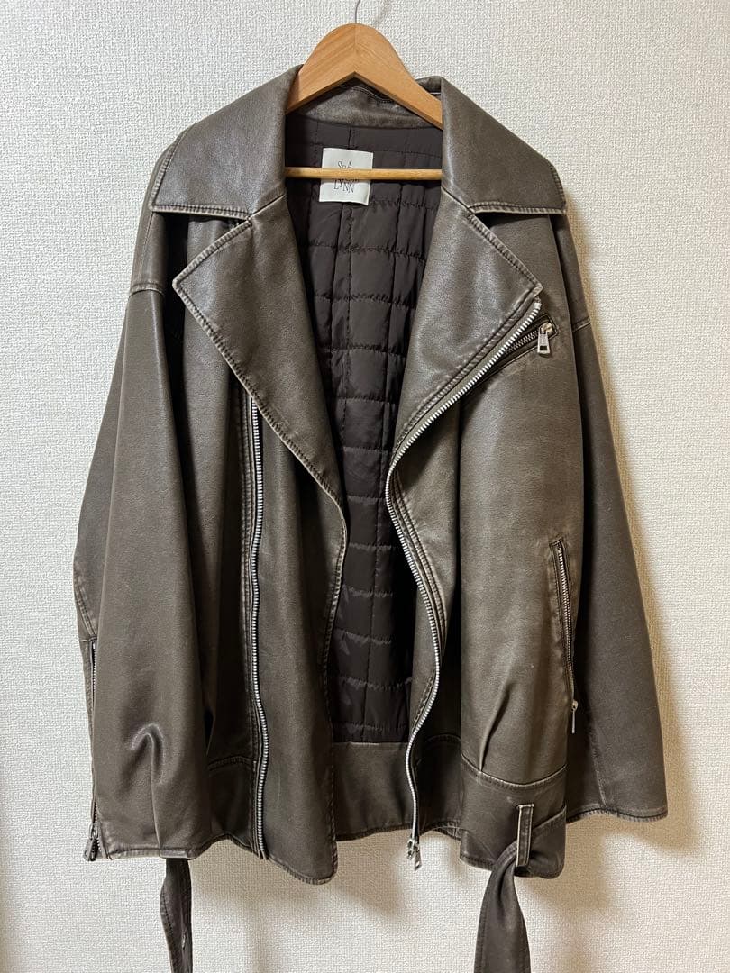SeaRoomLynn Vintage wash レザーキルティングライダースM
