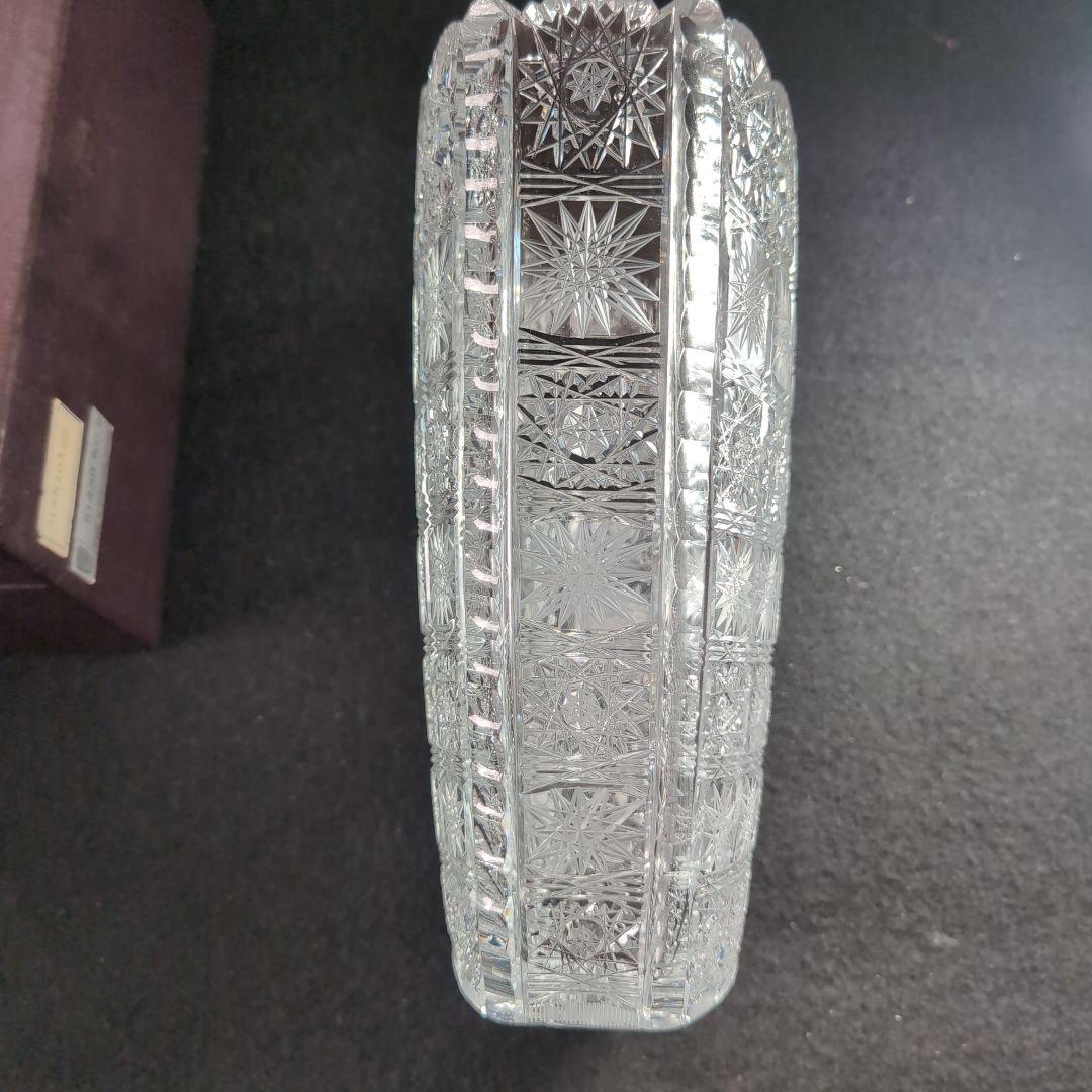 【ボヘミア】高級クリスタルガラス　フラワーベース　500PKデザインピンクラベル