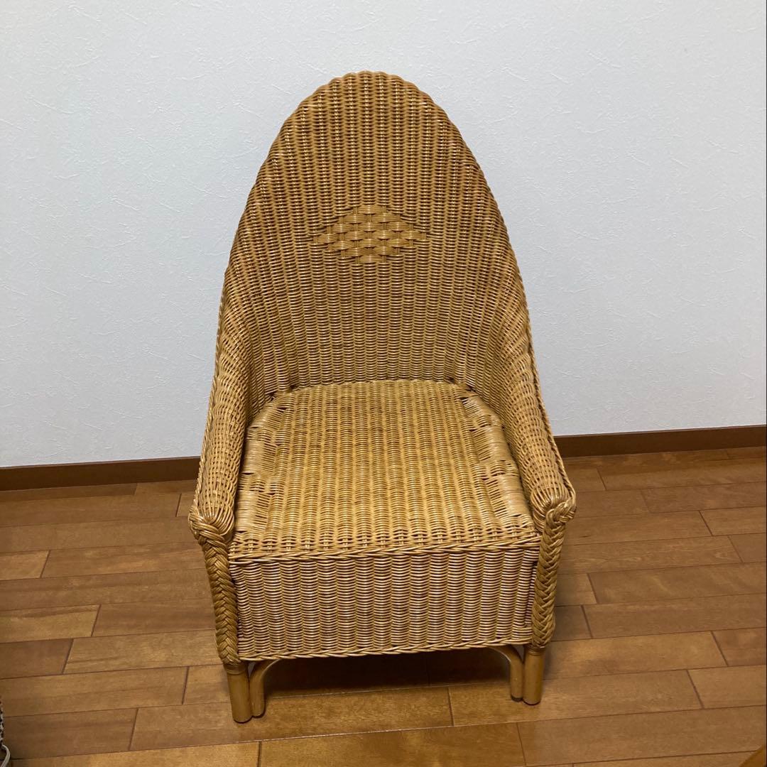 ナチュラル　ラタン　アームチェア　籐製　いす　椅子　ソファ　ハイバック　1人用