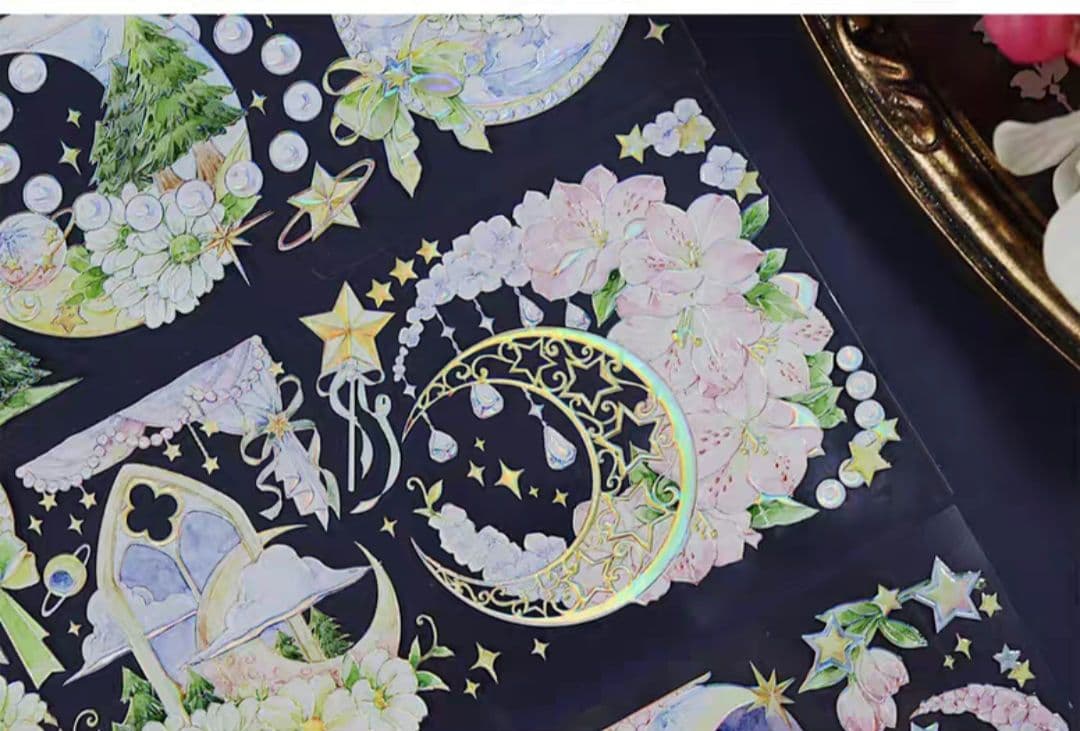 巻売 493★ 海外 マスキングテープ マステ PET 装飾 花 虹光