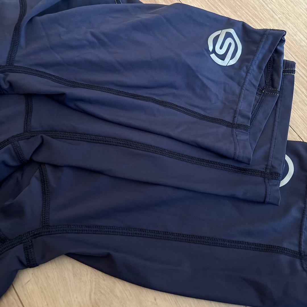 SKINS メンズハーフタイツ ネイビーM