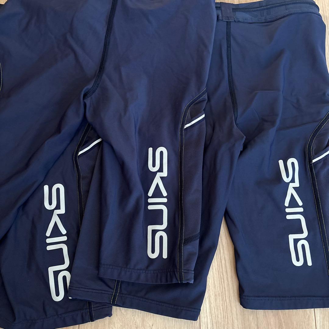 SKINS メンズハーフタイツ ネイビーM