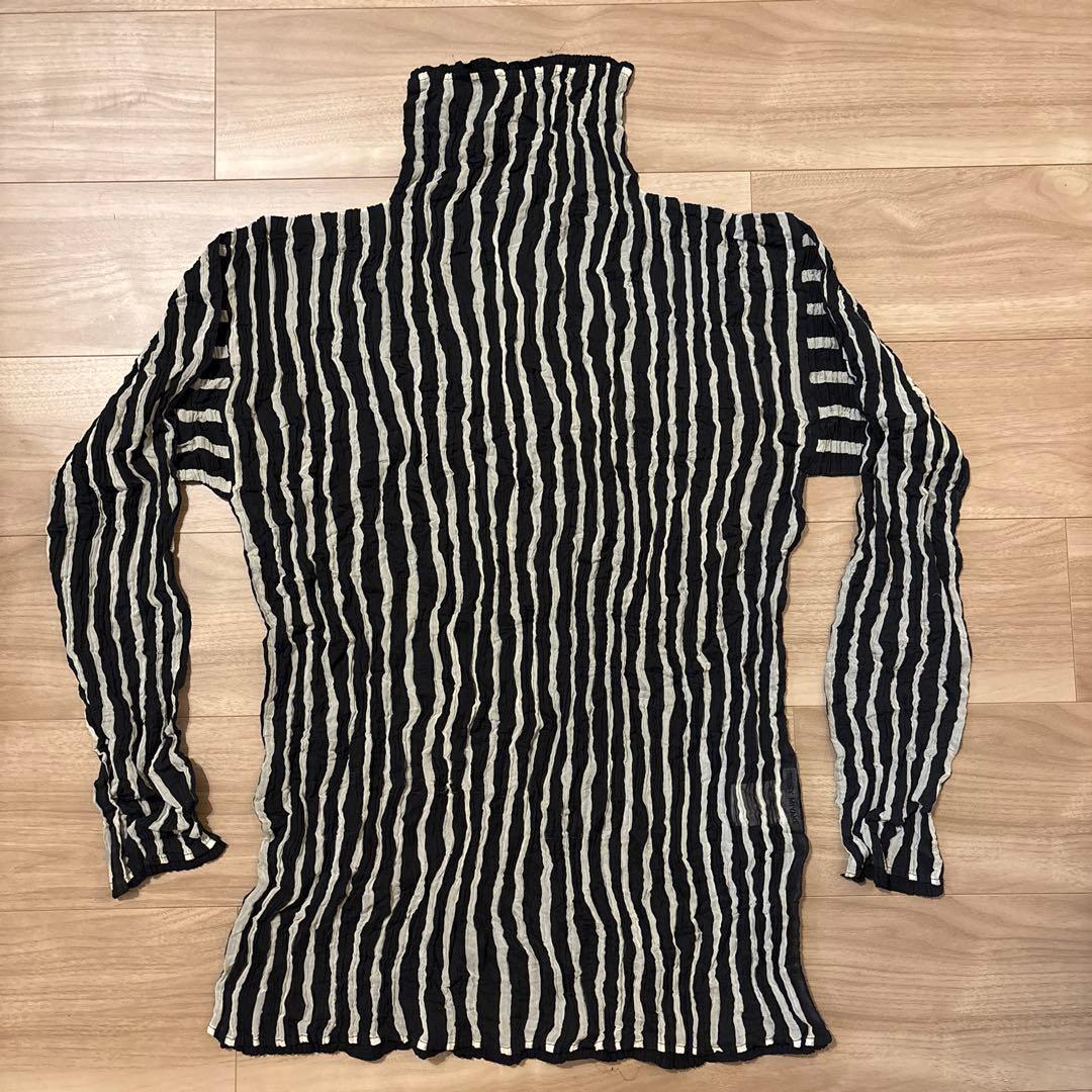 ISSEY MIYAKE プリーツ　長袖　ストライプ　Lサイズ