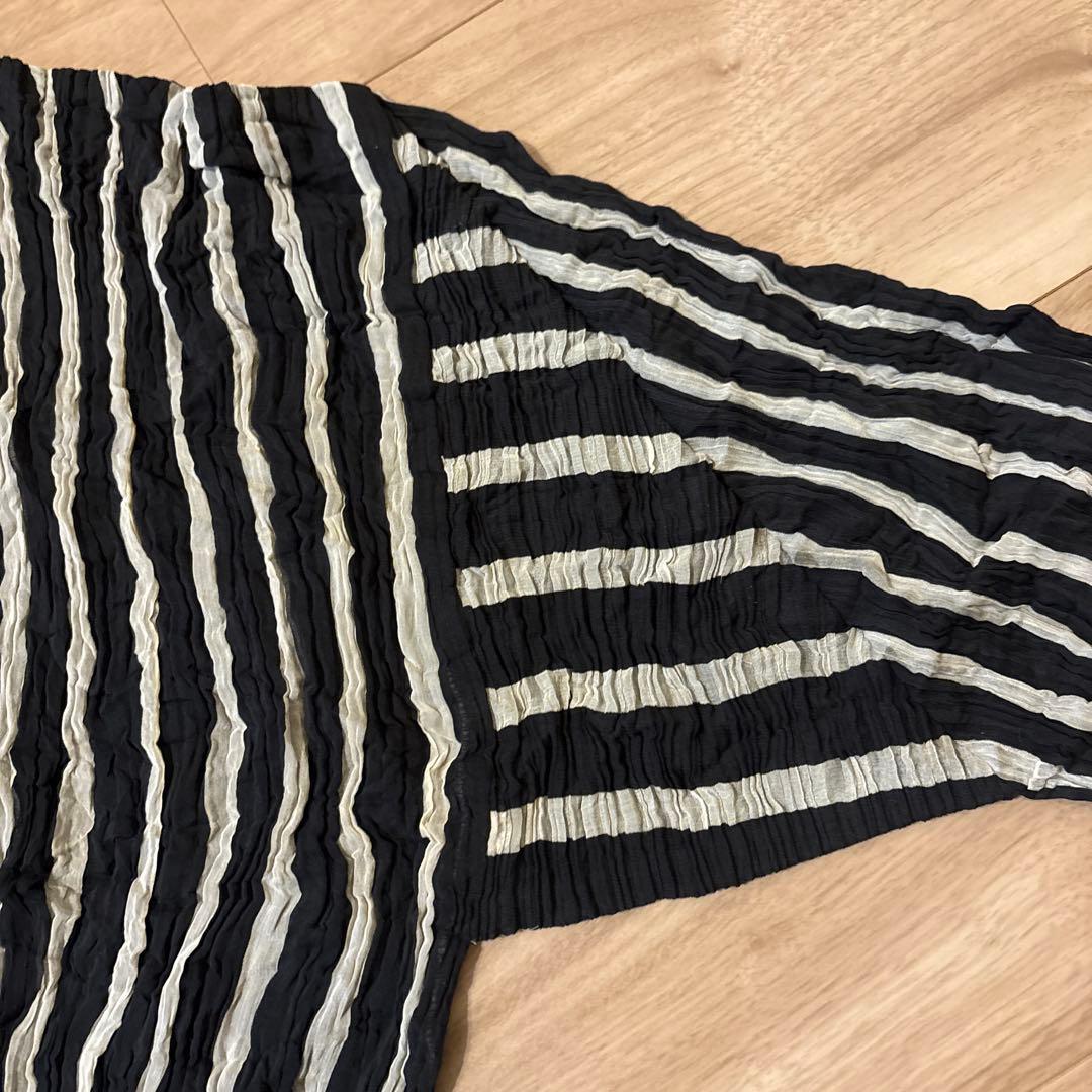 ISSEY MIYAKE プリーツ　長袖　ストライプ　Lサイズ