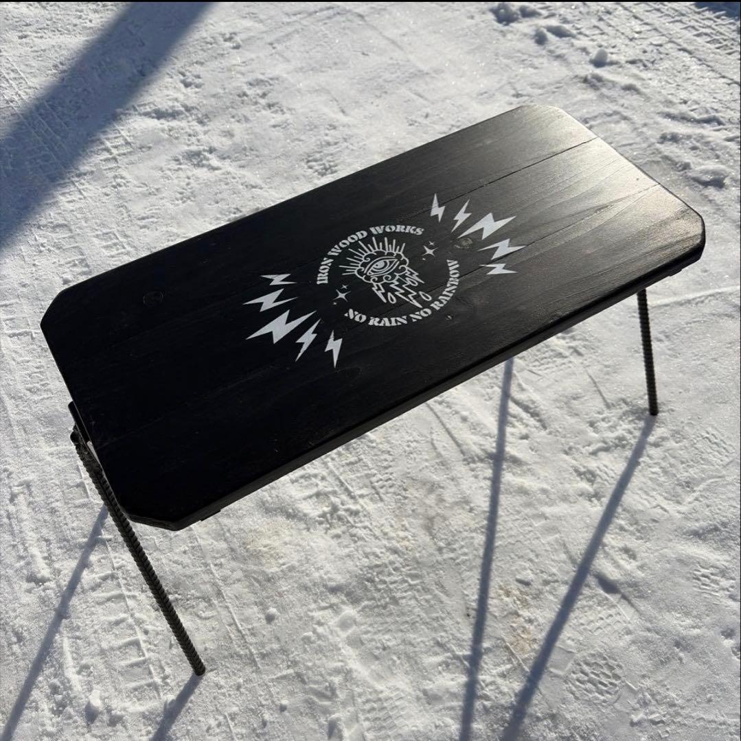 キャンプテーブル　無骨　生刷り　ローテーブル　アイアン　ソロキャンプ　折り畳み