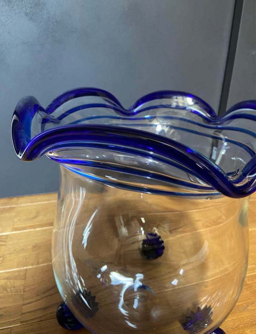 猫脚硝子　アンティーク　金魚鉢　レトロ ガラス製メダカ鉢・水槽