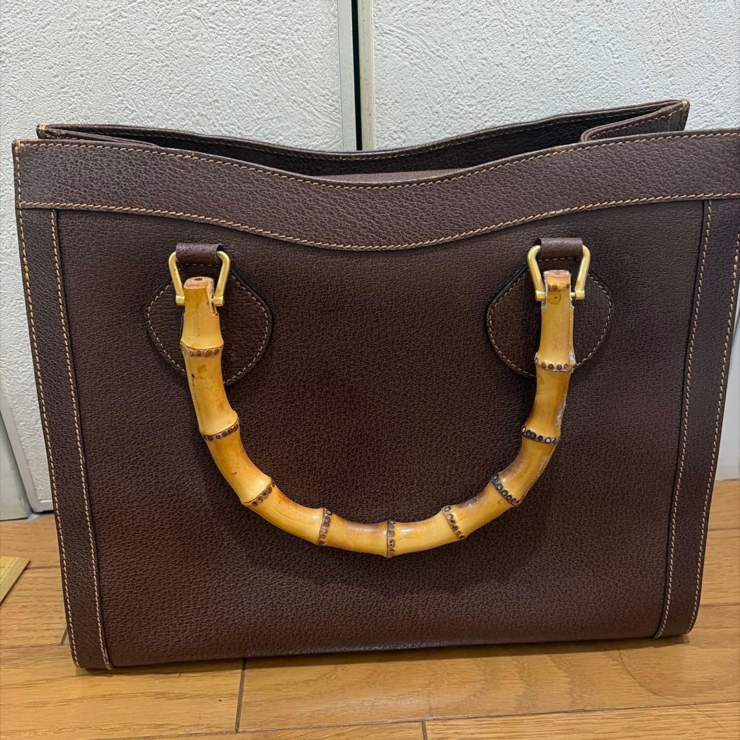 【美品】グッチ　gucci バンブー　レザーバッグ　トートバッグ　ブラウン