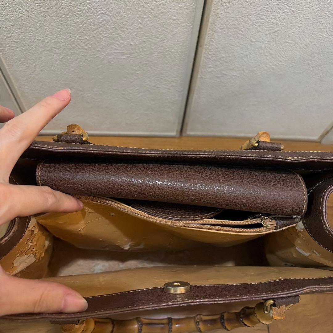 【美品】グッチ　gucci バンブー　レザーバッグ　トートバッグ　ブラウン
