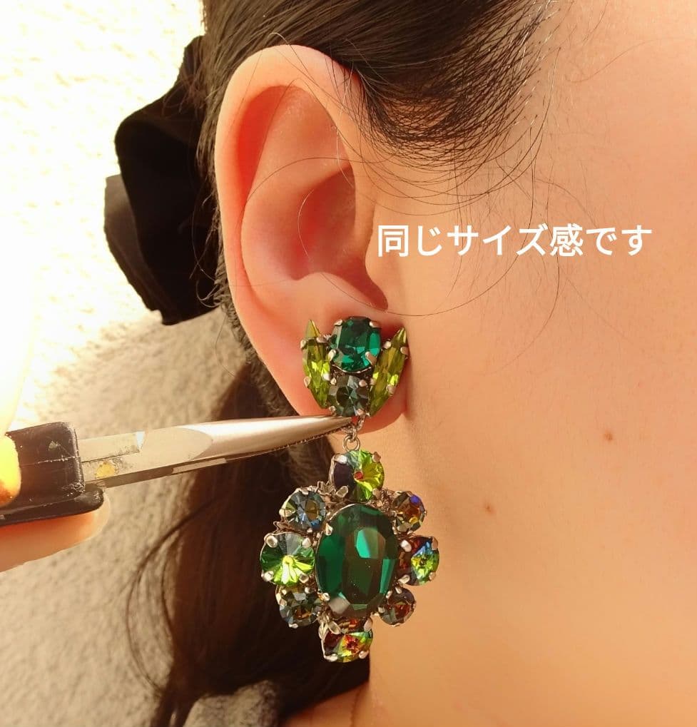 キラキラ ロココ調 ブルー系 スワロフスキー ピアス イヤリング ウェディング