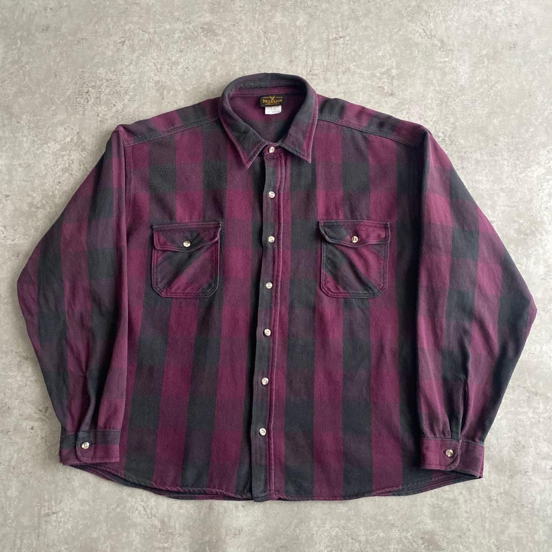 ド渋 好配色 チェック 70s 80s DEERSKIN ネルシャツ USA製