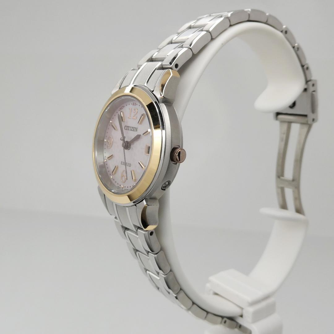 ✴美品稼働品 シチズン エクシード チタン 白蝶貝 エコドライブ電波時計 15㎝