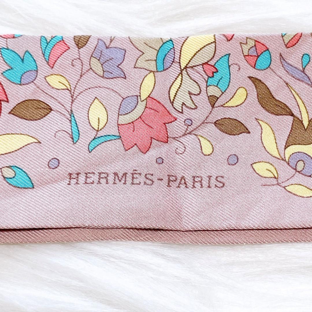 エルメス ツイリー モンスーンの庭 スカーフ ピンク　シルク100％
