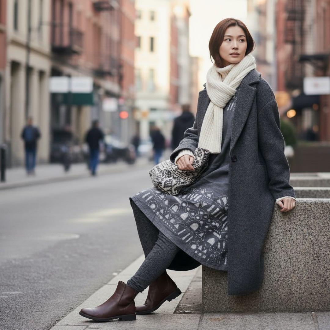 極美品☆センソユニコ t.b 変形 ノースリーブ ワンピース サイズ38 グレー