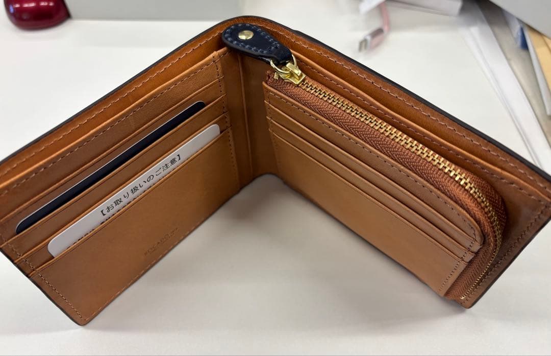 ROCADO社　シェルコードバン　二つ折り財布　ネイビー　未使用品