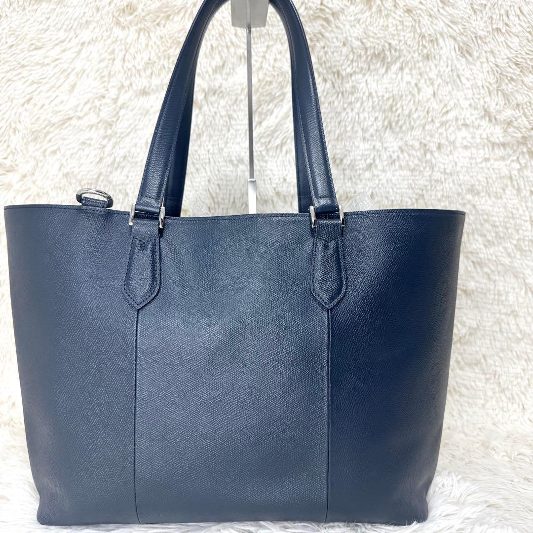 希少 ペッレモルビダ トートバッグ ビジネスバッグ レザー ネイビー